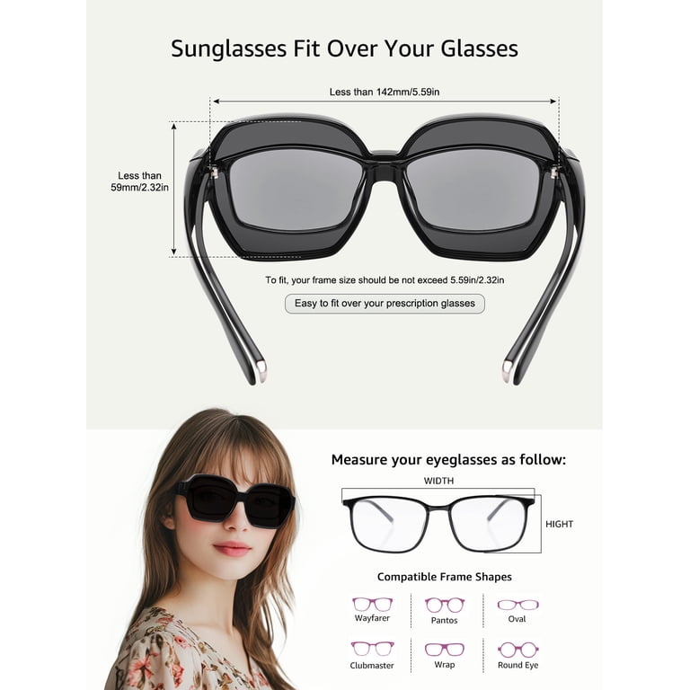 TINHAO Fit Over Square Polarized Sunglasses, Black photo 4
