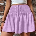 thumbnail image 2 of biudgviw Summer Shorts for Women Boho Smocked High Waisted Culottes Flowy Shorts Trendy Ruffle Summer Beach Vacation Shorts, 2 of 7