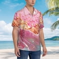 thumbnail image 3 of Fotbe Abstract Pink Gold Splash Camisa Hawaiana para Hombre Unisex – Camisa Casual de Verano con Botones de Manga Corta de Algodón y Lino,Medium, 3 of 7