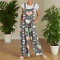 thumbnail image 4 of Kixjoy Overalls for Women Fashion Oversized Wide Leg Jumpsuits Valentine's Day Fall Loose Fit Pant Heart Print Casual Womens Overalls with Pockets, Gray 3XL, 4 of 6