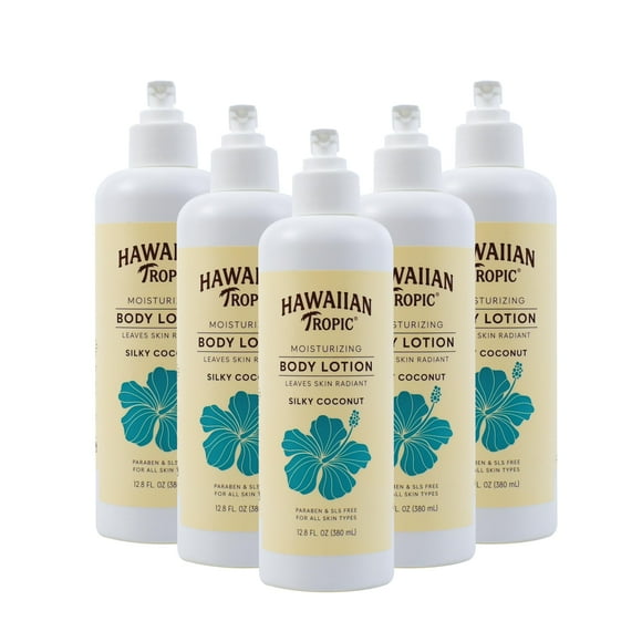 Hawaiian Tropic Moisturizing Body Lotion 5 Pack, 380ml Bottle, Silky Coconut Scent, SLS Free, Paraben Free, for Hotel Amenities, Travel Size, Vacation Rental Supplies, Airbnb Essentials