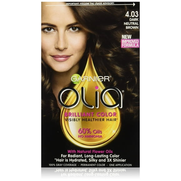 Garnier Hair Color Olia Oil Powered Permanent Color 4.03 Dark Neutral Brown (Packaging May Vary)