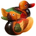 thumbnail image 1 of Ducks Statue Crafted from Wood for Home Decor and Wedding Gifts Multi Color 1 Pair, 1 of 5