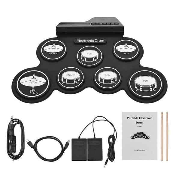 Electronic Drum Set With Drum Pedals And Sticks Electric Drum Pad Silicone Electric Drum For Kids Holiday Birthday Gift with Electric kit Birthday Electric Roll Christmas Practice Gifts Kid, e