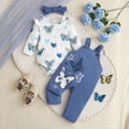 thumbnail image 2 of Kaprioy Baby Girl Fall Winter Clothes Baby Girl Fall Baby Girls Long Sleeve Romper Flared Pants Headband Fall Winter Clothes 0 6 9 12 18 24 Months, 2 of 9