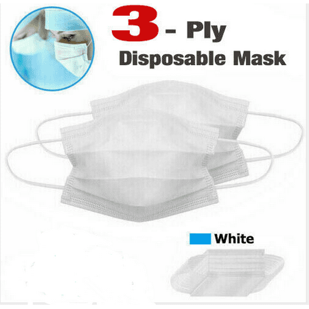 Disposable 3-Ply Antiviral Medical Surgical Mask with Earloop Polypropylene Masks for Personal Health -50 Pieces (white)
