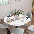 thumbnail image 2 of Diamond Fitted Tablecloth with Elastic Edged, Round Table Cloth for Dining Table, Modern Geometric Middle Century Grey Yellow Red Waterproof Oil Proof Table Cover for Indoor Outdoor 55"-60", 2 of 8