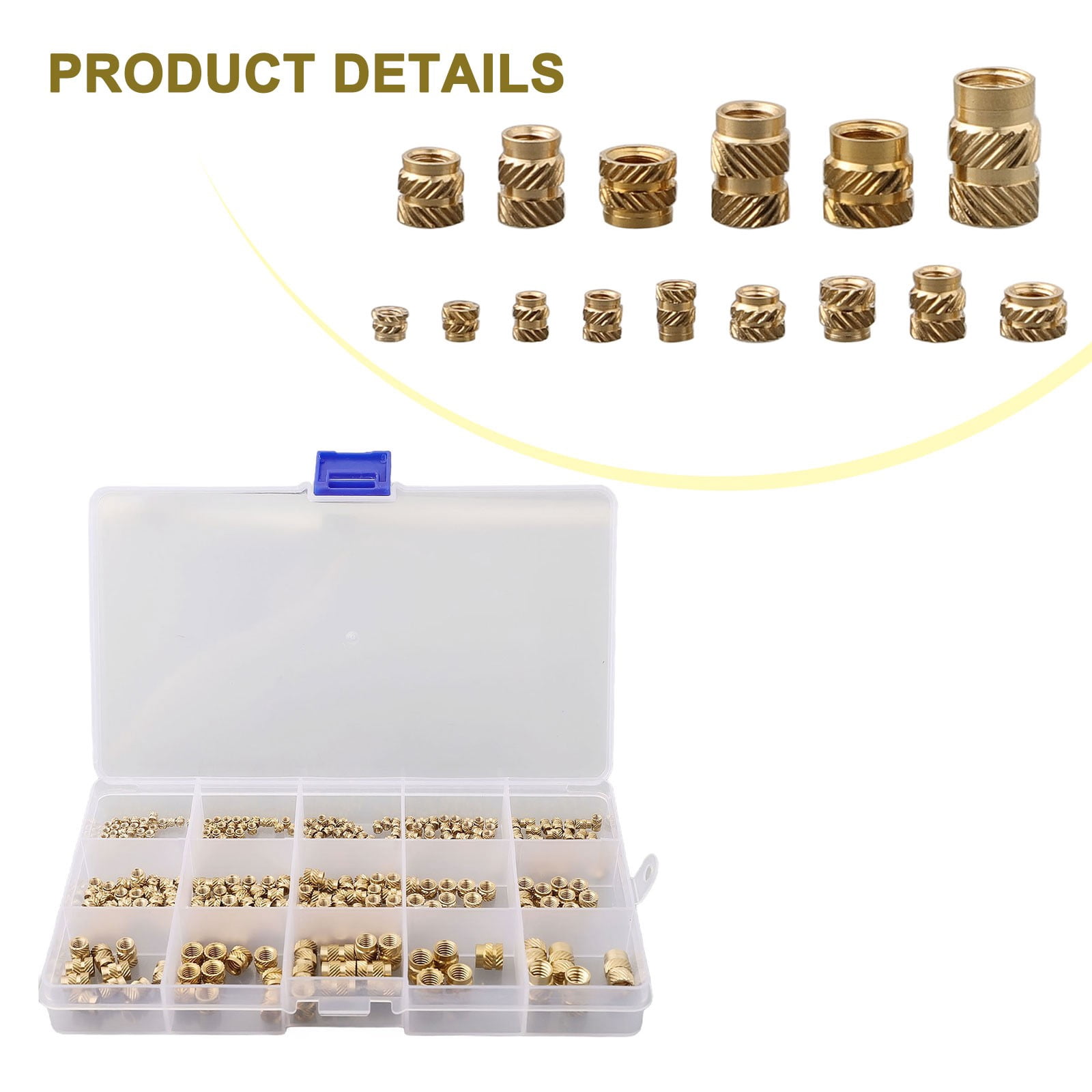 300pcs Threaded Inserts M2 M2.5 M3 M5 M6 Insert Nuts Brass Threaded Bushing