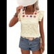 thumbnail image 2 of Blusa de Verano con Bordado Floral y Mangas Acampanadas para Mujer, con Cuello Cuadrado y Textura. Amarillo XL, 2 of 7