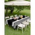 thumbnail image 3 of Outdoor Tablecloth with Umbrella Hole & Zipper, Black Striped Rectangle Tablecloth 60x84 Inch, Modern Color Block Farmhouse Stripes Patio Table Cover Waterproof Table Cloth for Picnic/Party, 3 of 7