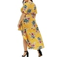 thumbnail image 4 of DYMADE Women's Summer Vocation Bohemian Floral Print Short Sleeve V-Neck Wrap Plus Dresses, 4 of 6