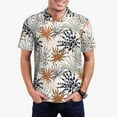 thumbnail image 3 of Balery Tropical Leaves Printed Men’s Short Sleeve Polo Shirt, Midweight Men's Shirt,Golf Polo shirts -, 3 of 9