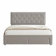 thumbnail image 1 of Vintage Upholstered Platform Bed Frame with Storage Drawers - Button Tufted Wingback Headboard, Noise-Free, No Box Spring Required, 1 of 8