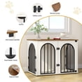 thumbnail image 6 of Hzuaneri 31.5in Dog Crate Furniture, Heavy Duty Wooden Kennel for Small to Medium Dogs with Cushion, Decorative Pet House Side End Table, White Brown, 6 of 12