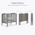 thumbnail image 5 of Dream On Me 2-in-1 Folding Portable Mini Crib in Storm Grey, Mattress Pad Included, Easy to Fold and Store Baby Crib, Two Adjustable Mattress Height positions Convertible Crib, 5 of 7