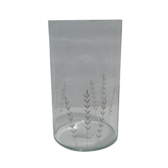 BIDK Home Leaves Cylindrical Glass Vase - 10.25" - Clear