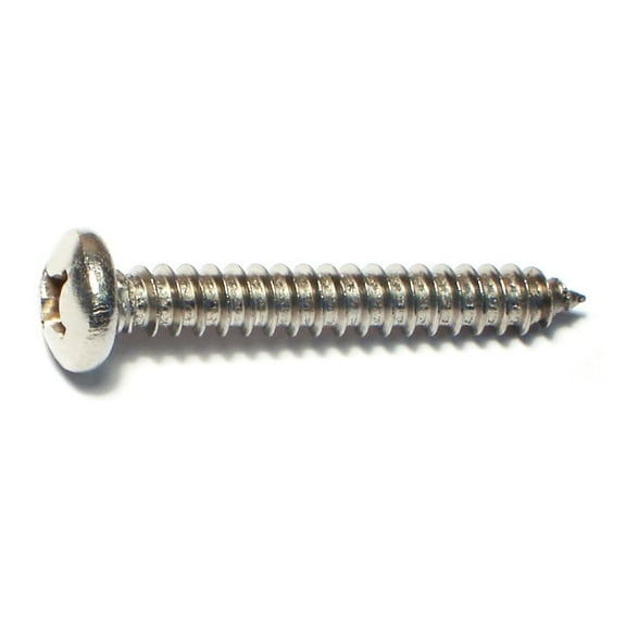 #12 x 1-1/2" 18-8 Stainless Steel Phillips Pan Head Sheet Metal Screws SMSPSS-421