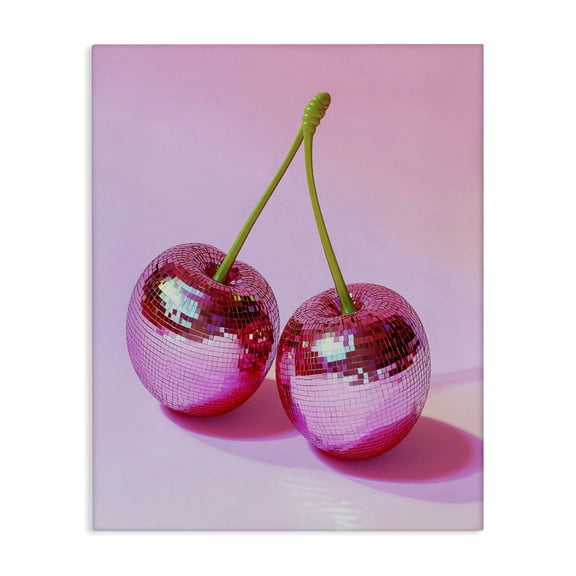 Stupell Industries Pink Disco Cherries Food & Beverage Painting Wrapped Canvas Canvas Art Print Wall Art, 16 x 20
