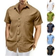 thumbnail image 2 of ZCFZJW Men's Short Sleeve Casual Button Down Shirts Lightweight Textured Holiday Beach Vacation T-Shirt Tops with Pocket Light Blue XXXL, 2 of 7