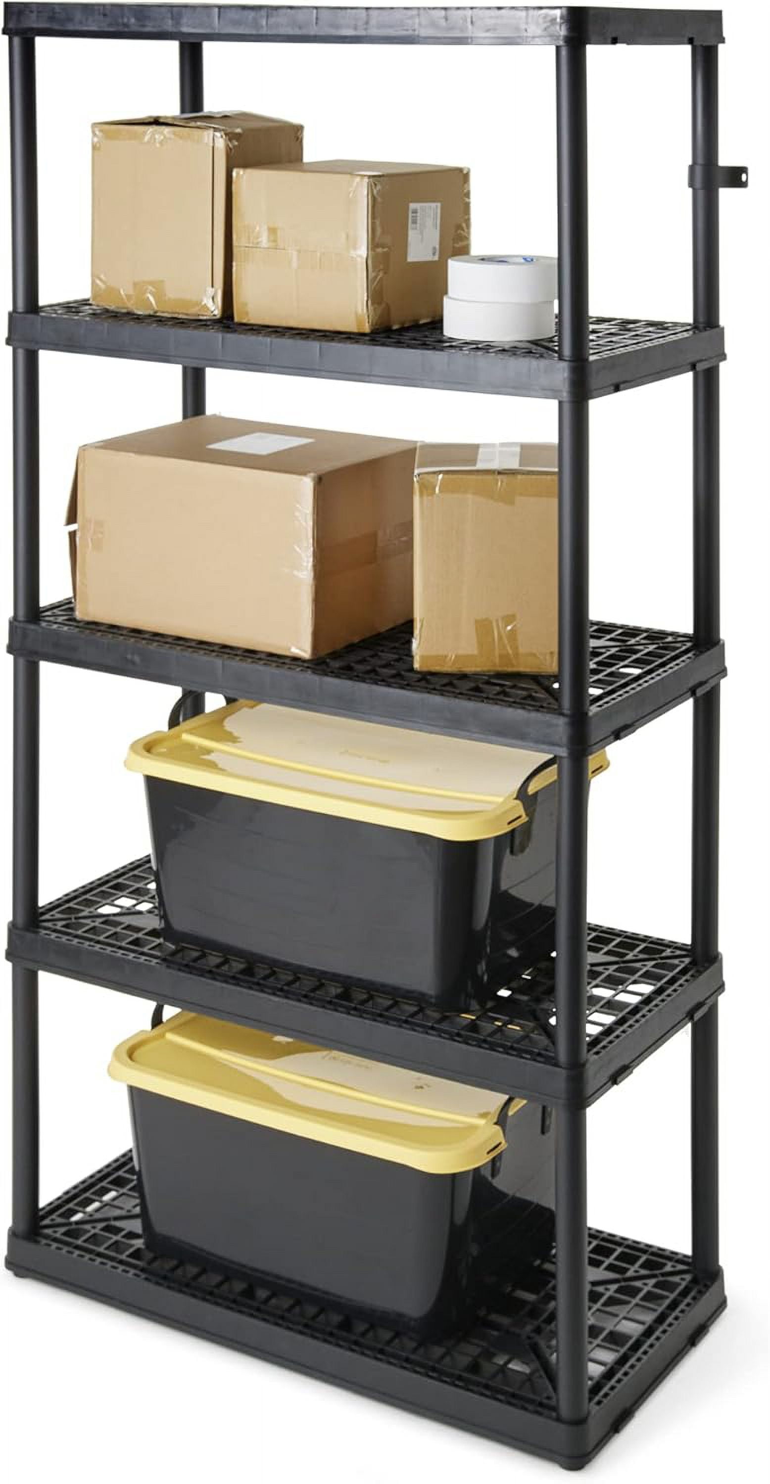Gracious Living 5 Shelf 72 x 36 x 18" Fixed Height Ventilated Heavy Duty Shelving Unit Organizer System for Home, Garage, Basement, and Laundry, Black