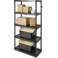 thumbnail image 2 of Gracious Living 5 Shelf 72 x 36 x 18" Fixed Height Ventilated Heavy Duty Shelving Unit Organizer System for Home, Garage, Basement, and Laundry, Black, 2 of 10