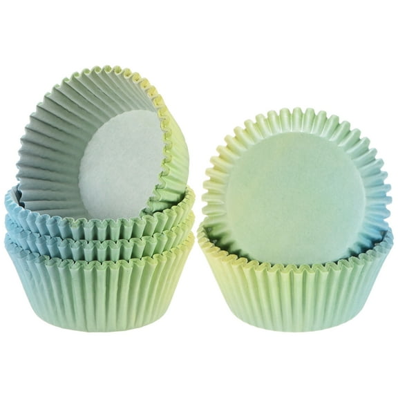 Uxcell 100-Pack Standard Cupcake Liners for Baking, Greaseproof Cupcake Wrappers for Wedding/Birthday/Party/Christmas[Blue-yellow gradient]