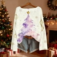 thumbnail image 4 of Uootdi Christmas Sweaters for Women Vintage Christmas Tree Xmas Print Long Sleeve Knit Sweaters Holiday Pullover Artful Cozy Sweaters Gift, 4 of 7