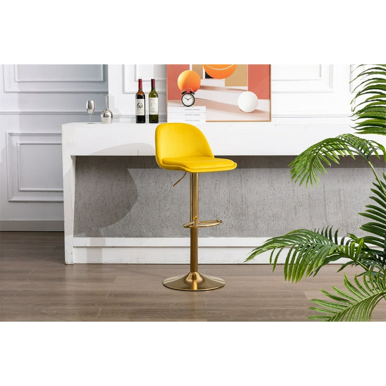 Velvet Bar Stools with Back and Footrest, Counter Height Bar