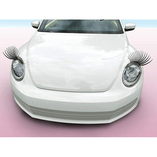 Autocollant de phare de voiture autocollant faux cils, cils de voiture  mignons cils drôles autocollants de décoration de lampe frontale 2PCS pour  VW Volkswagen Beetle BMW (2PCS) 