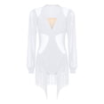 thumbnail image 6 of Aislor Women Latin Tango Fringe Dance Dress Singer Performance Stage Ballroom Rumba Chacha Skirt White XXL, 6 of 7