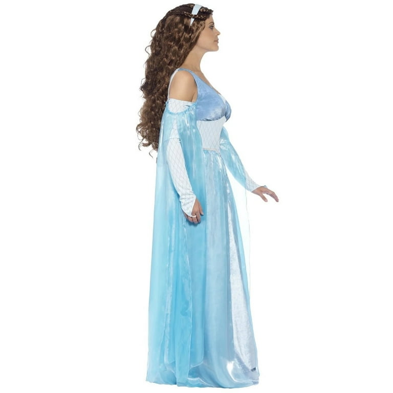 blue dress for baby girl Beige and Light Blue Medieval Dress - Cotton