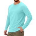 thumbnail image 3 of WTOBBY Men's Raglan Sleeve Sports Top in Solid Color with Long Sleeve Design for Active Wear Lightweight and Comfortable Athletic Shirt for Training ,Light Blue 2XL, 3 of 6