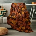 thumbnail image 2 of Flannel Fleece Throw Blanket for Couch Bed Sofa Travel Autumn Thanksgiving Farm Fallen Leaves Fuzzy Soft Lightweight Blankets Plush Warm Cozy Bedspread Throws Orange Maple Leaf 60x80in, 2 of 6