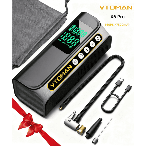 Clearance! VTOMAN X6 Pro Portable Air Compressor-160PSI Cordless Tire Inflator,7500mAh Compact Auto Tire Pump for Car/Bike/Balls