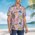 thumbnail image 5 of Balery Cute Donuts Print Men's Hawaiian Shirts Short Sleeve Beach Shirt Relaxed Fit Vacation Button Down Shirts-, 5 of 9