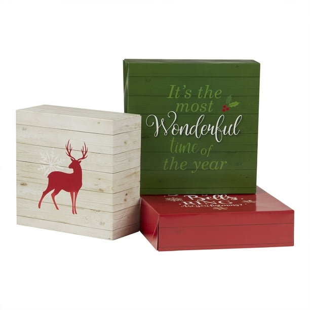 Holiday Time Decorative Christmas Gift Box Set, Christmas Theme