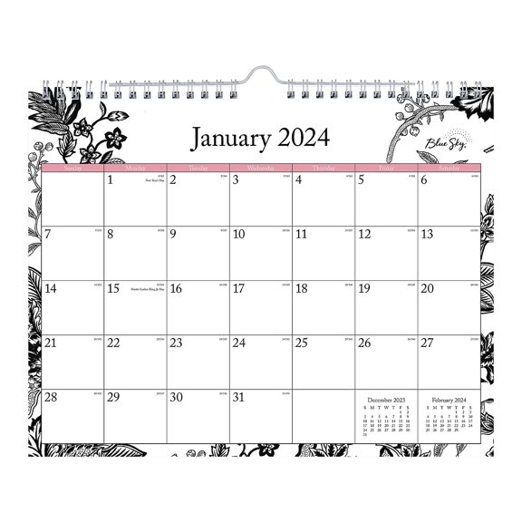 2024 Monthly Wall Calendar, 11x8.75, Blue Sky, Analeis