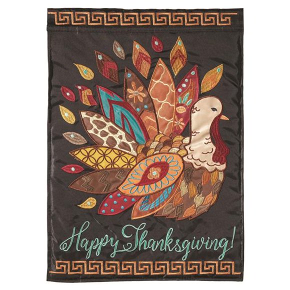 Magnolia Gardens 1123 13 x 18 in. Double Applique Patterened Turkey Garden Flag