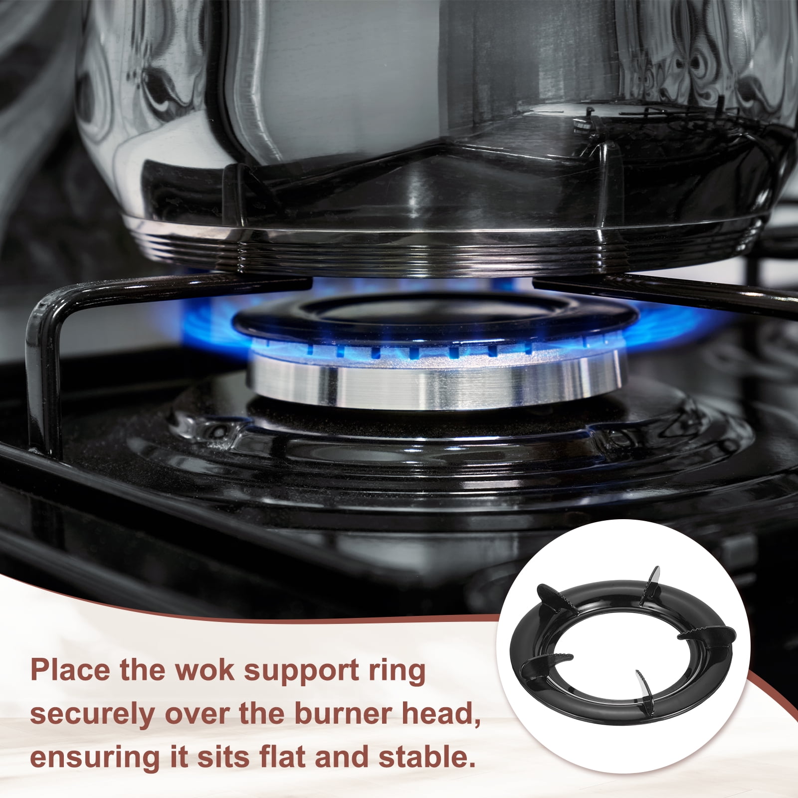 Uxcell 2 Pcs Wok Ring for Gas Stove, 5.5 Inch Cast Iron Gas Stove Rack Wok Support Ring Round Cooktop Solid Stand Brackets Replacement Accessories for Home Kitchen Burner, Black