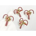 thumbnail image 5 of Fennco Styles Hand Beaded Candy Cane Christmas Napkin Rings, Set of 4 - Red & White Glass Beads Napkin Holders for Dining Table Décor, Banquets, Family Gatherings, Winter Holidays, Special Occasions, 5 of 5