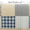 thumbnail image 3 of Cozy Line Home Fashions Cozy Line Tattersall Blue Tan Tartan Plaid Patchwork 3 Piece Quilt Bedding Set King, 3 of 7