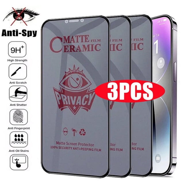 Protector de pantalla de privacidad de cerámica mate, película antiespía para IPhone 14 11 12 13 Pro Max Mini, XS Max X XR 7 8 14 Plus, 3 uds.