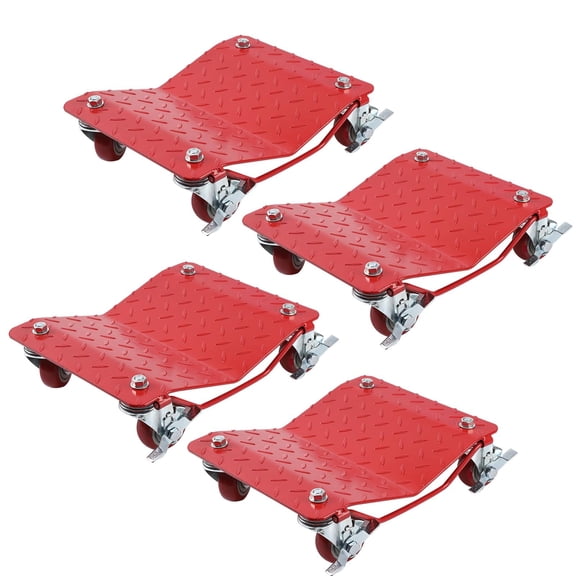 4 Piece Red Heavy Duty Wheel Dolly Set, 6000LBS Capacity Car Motorcycle Boat Moving Cart