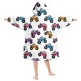 thumbnail image 2 of Monster Cartoon Truck White Pattern Lamb Fleece Blanket Hoodies for Teens ,Teens Oversize Sherpa Wearable Hooded Blanket Sweatshirt with Super Pockets, 2 of 2