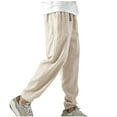 thumbnail image 3 of Pantalones largos para hombre, estilo fino, con sujeción en los pies, ventilación, sensación de suspensión, pantalones de lino para ocio, pantalones de poliéster para hombre., 3 of 3