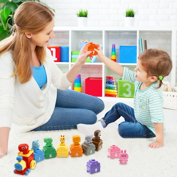 Zoo Train Digital Matching Toy Includes 9 Independent Carriages 1 Locomotive and 10 Animals Toddler Learning Toy for Baby Boys Girls