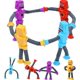 thumbnail image 1 of Duslogis - Juguete robot con ventosa telescópica LED de 4 piezas, juguetes de tubo telescópico que cambian de forma, tubos pop, juguetes sensoriales de tubos para niñas y niños (robot), 1 of 7