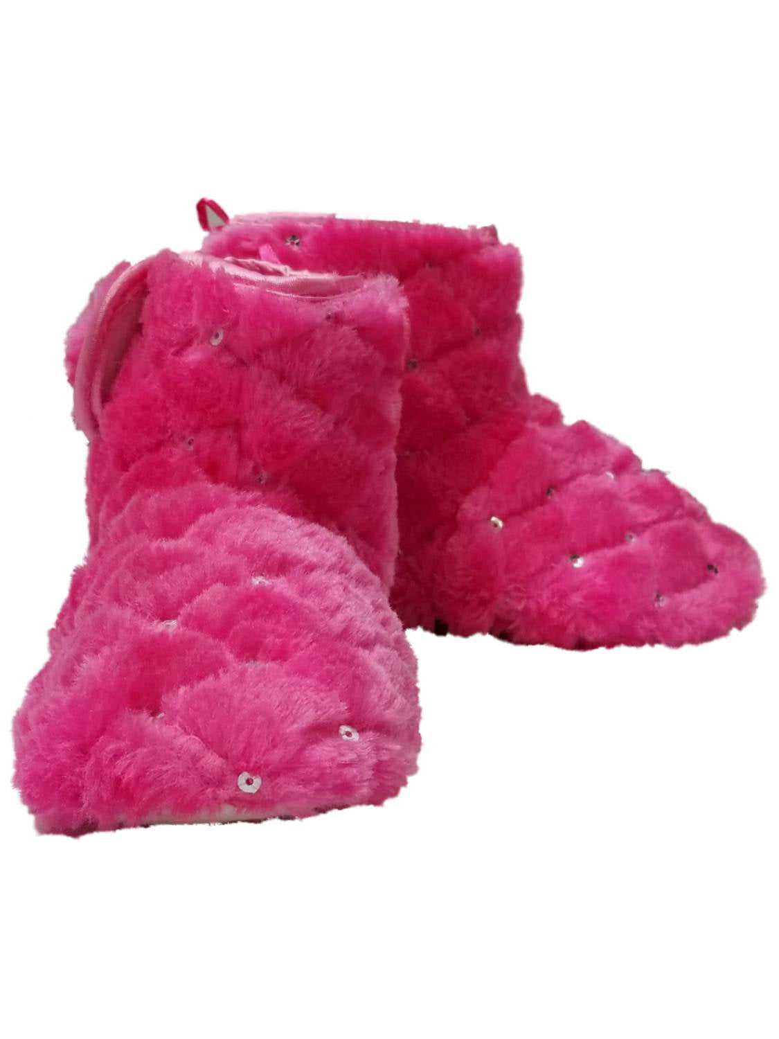 NEW* Girls Sequin Pink or Cream Plush Slipper Boots in 4 sizes 