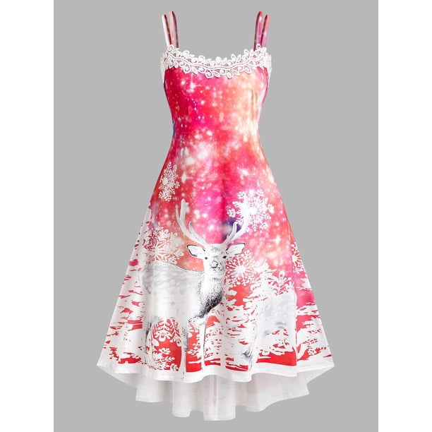 Vestido Midi Talla Extra Asimétrico Estampado Alce Rosegal Vestidos Estampados Tallas Grandes