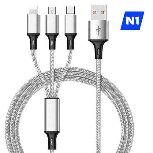 Multi Charging Cable Portable 3 in 1 Redwood Trees Northwest Rain Forest Tropic Scenic Wild Nature Lush Branch USB Cable USB Power Cords for Cell Phone Tablets and More Devices Charging